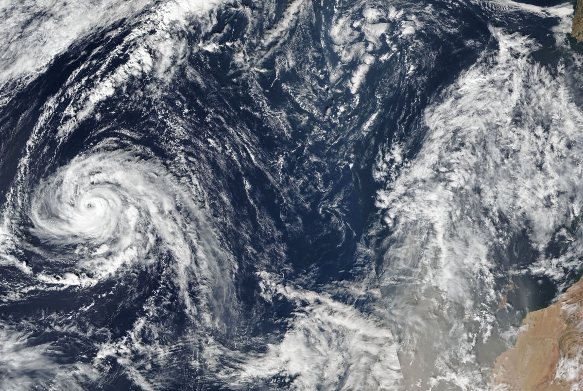 The Visible Infrared Imaging Radiometer Suite on the Suomi NPP satellite captured this image of Ophelia approaching the Azores on Oct. 13, 2017.