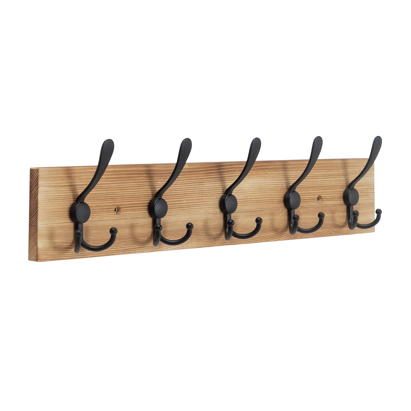 Argos Home Pack of 5 Coat Hooks - Natural &amp;amp; Black