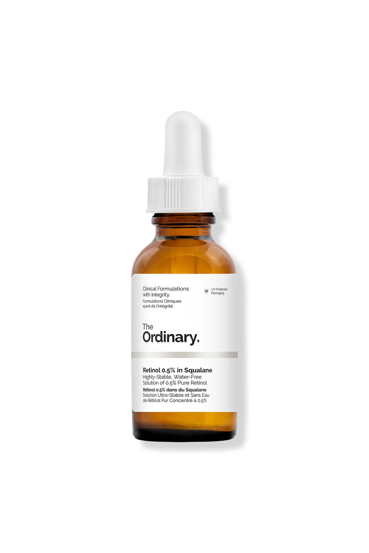 A bottle of The Ordinary Retinol 0.5% in Squalane.