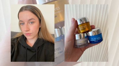 Beauty Writer, Grace Lindsay, testing Olay eye cream