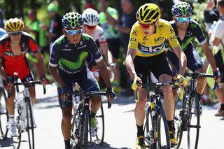 Nairo Quintana and Chris Froome ride next to each other during stage 12 of the Tour de France