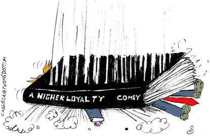 Political cartoon U.S. Comey A Higher Loyalty Trump