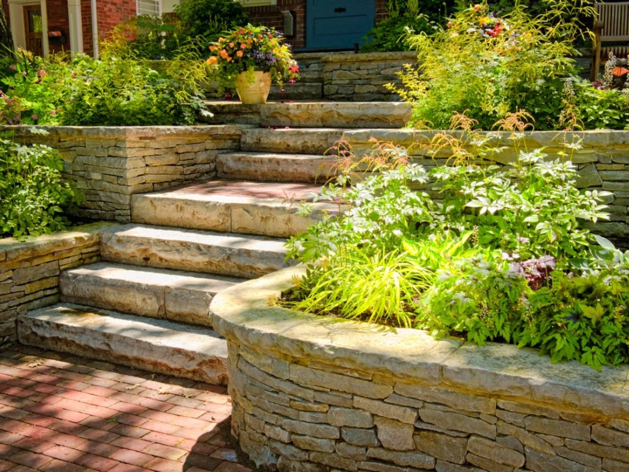 Rock Stairs Between Terrace Garden