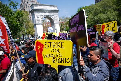 A May Day rally in Union Square on Monday.