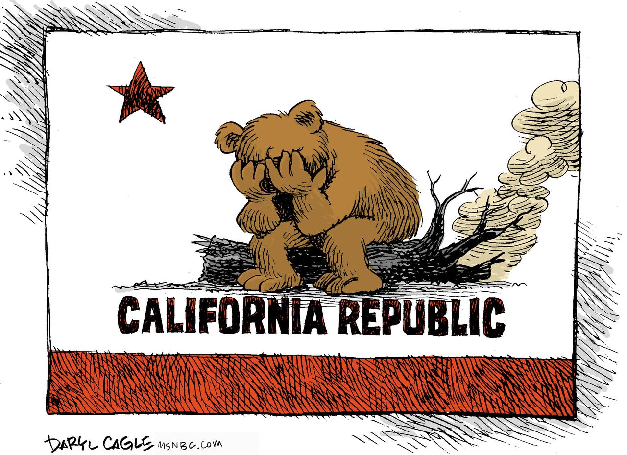 Political cartoon U.S. California fires