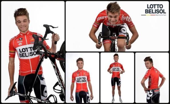 Tosh van der Sande shows off the red retro jersey