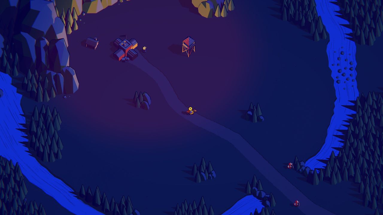Small Thronefall town at night