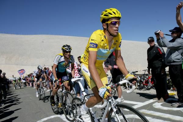 Alberto Contador (Astana) leads Lance Armstrong (Astana)