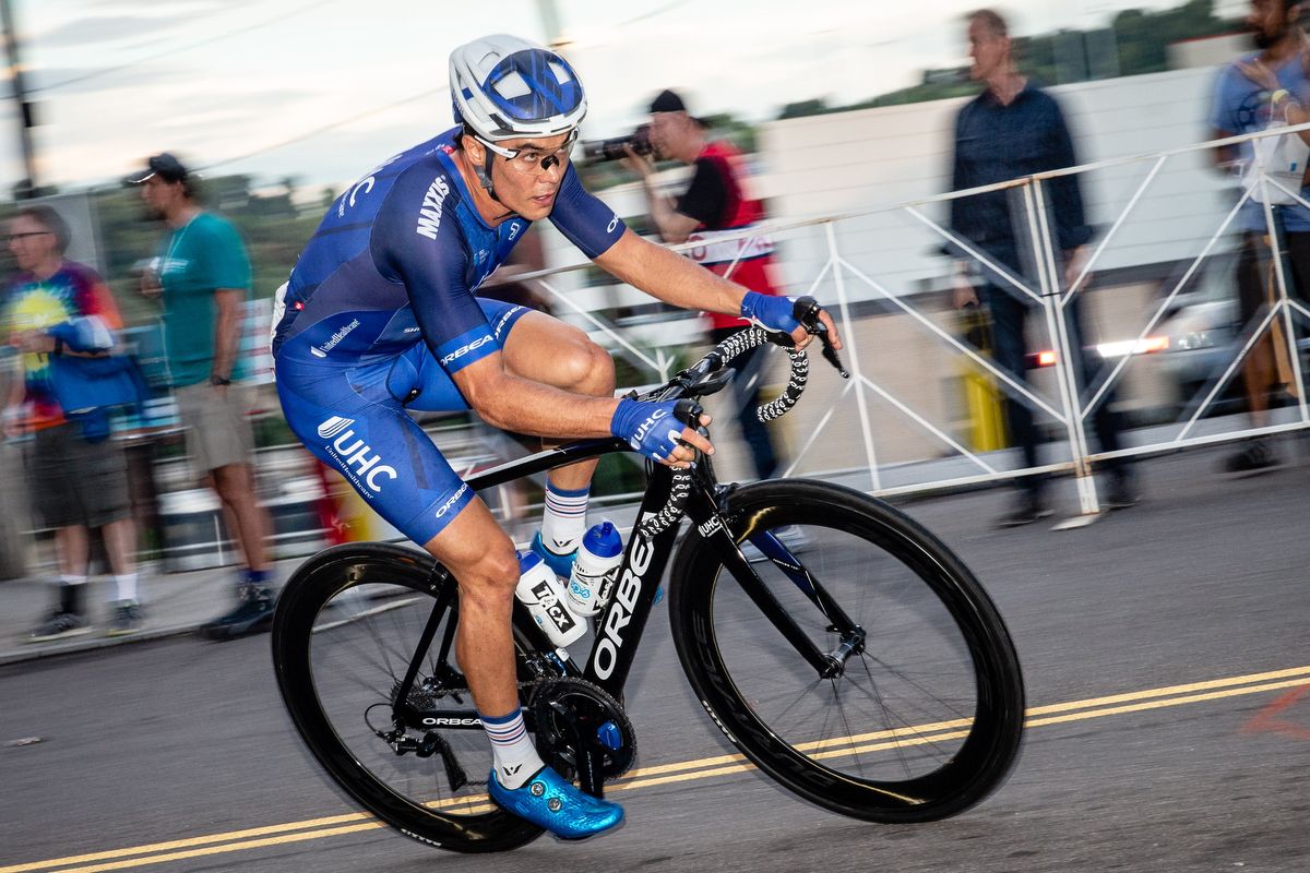 Travis McCabe (UnitedHealthcare) takes a corner during the US Pro Criterium National Championships
