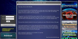 Closure information for Yu-Gi-Oh! Online from 2012
