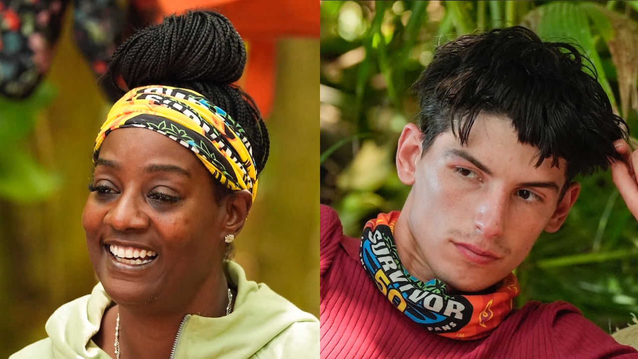 Cirie smiling and Rizo looking serious side by side from Survivor 50
