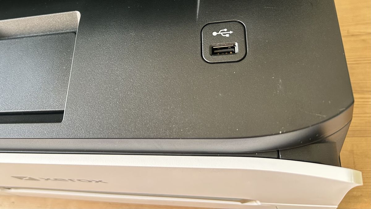 The Xerox C255a on a table in a home office during our tests