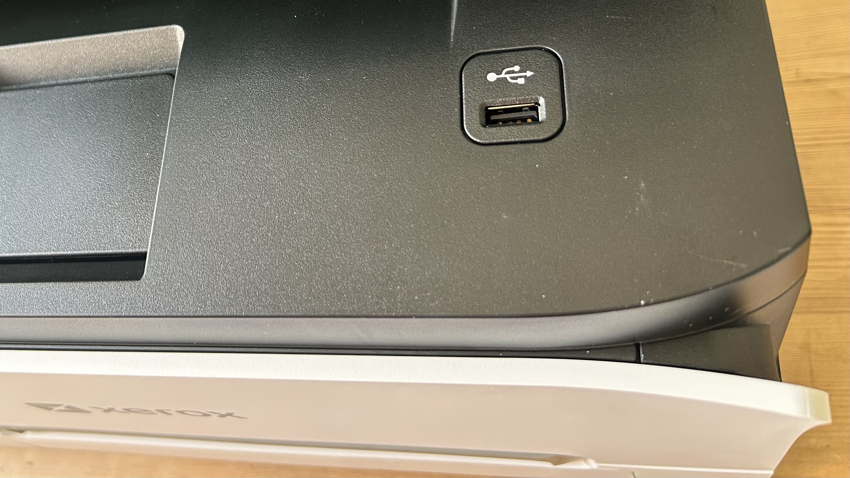 The Xerox C255a on a table in a home office during our tests