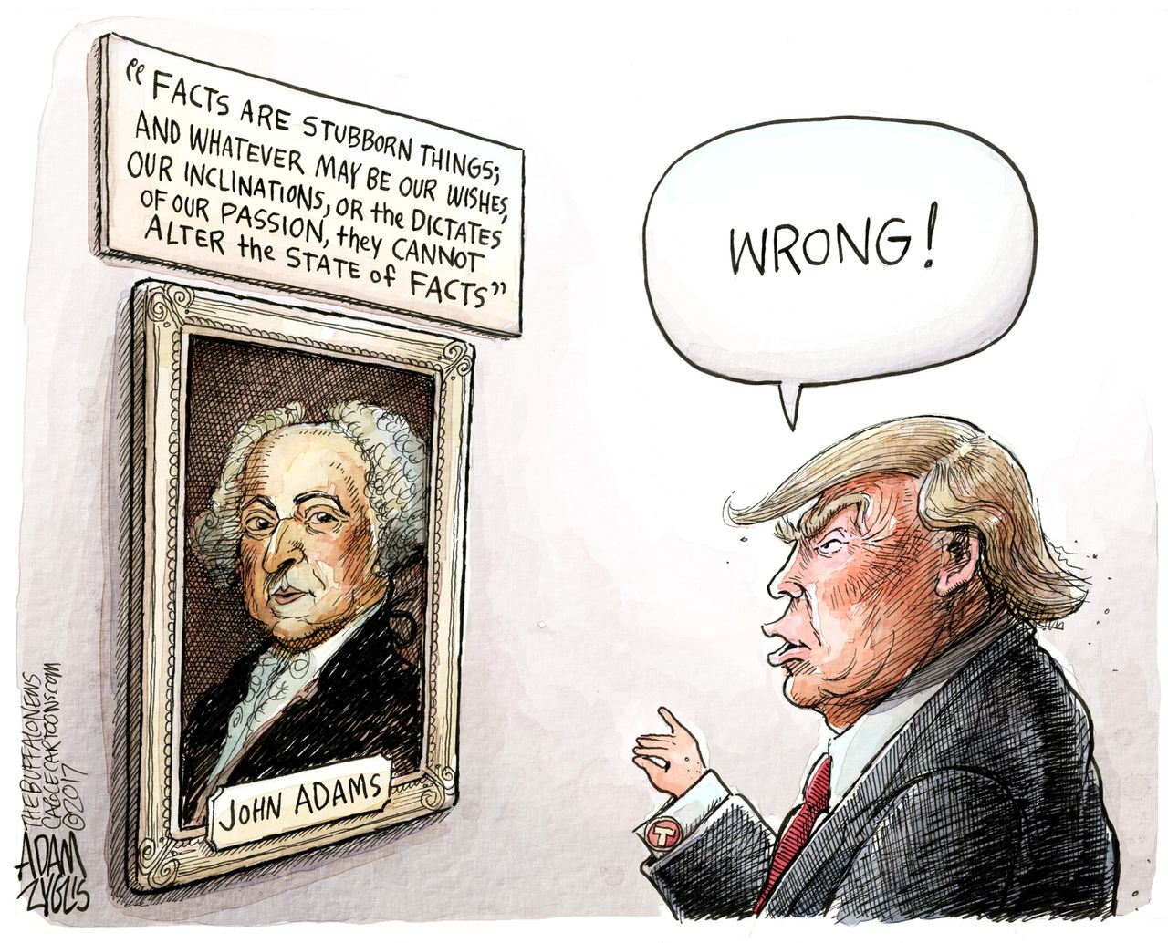 Political Cartoon U.S. Trump alternative facts John Adams