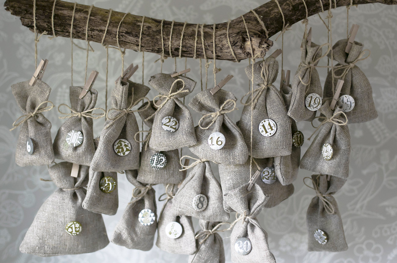 advent calendar bags hanging up