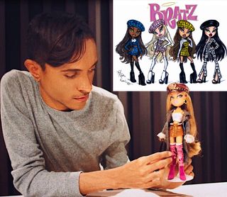 Hayden Williams interview; a man in a grey jumper holds a small Bratz doll