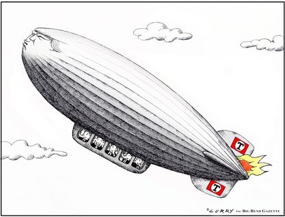 Political Cartoon U.S. Trump GOP hindenburg