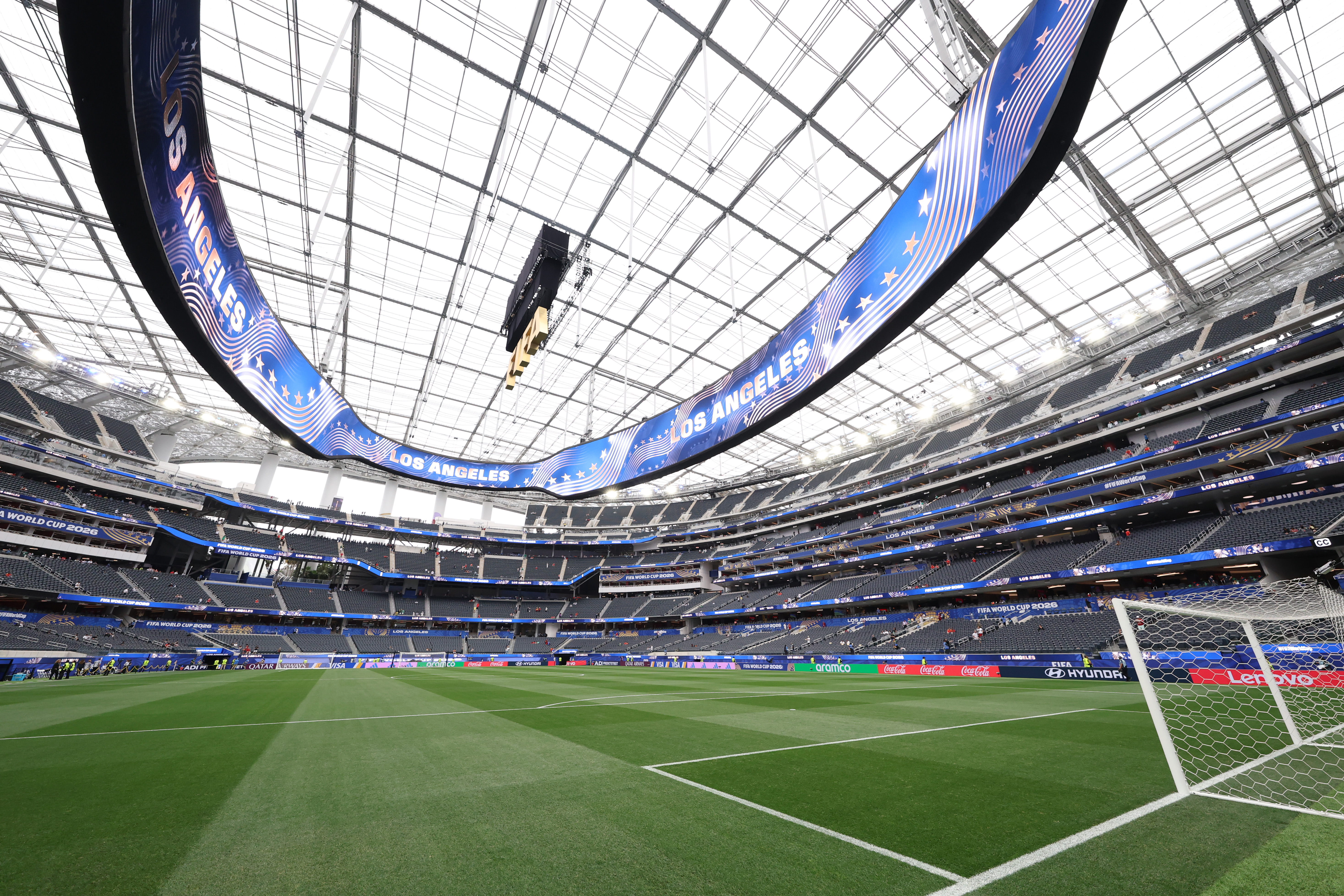 INGLEWOOD, CALIFORNIA - JUNE 21: General view before the FIFA World Cup 2026 Group G match between Belgium and IR Iran at Los Angeles Stadium on June 21, 2026 in Inglewood, California.
