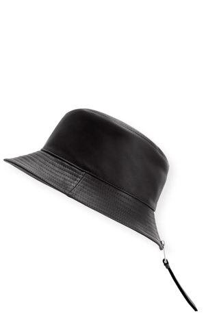 Fisherman Zip Leather Bucket Hat