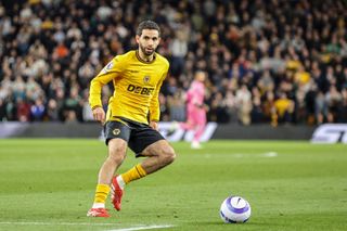 Rayan Ait-Nouri playing for Wolverhampton Wanderers against West Ham United, April 2025.
