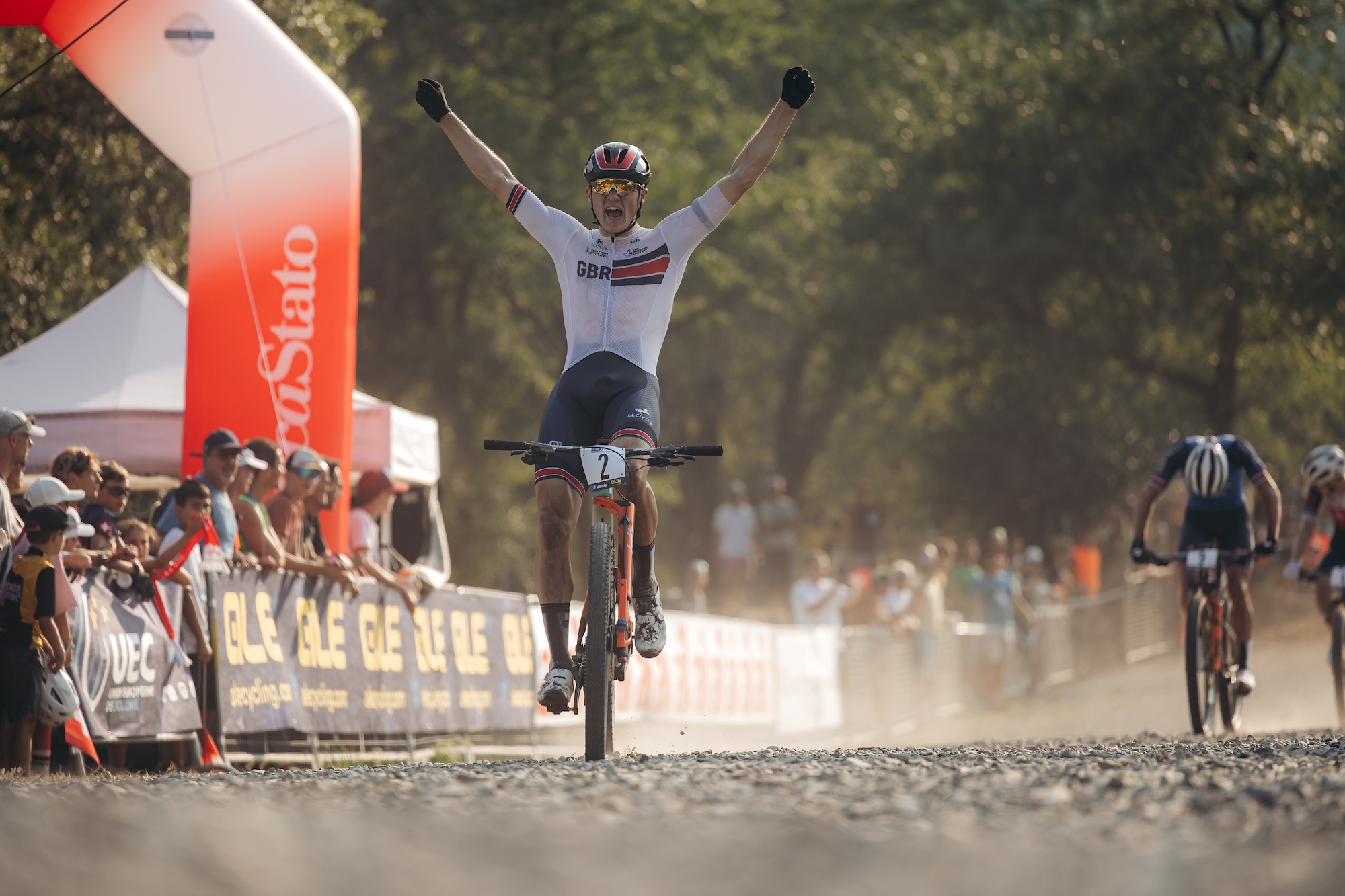 Charlie Aldridge of United Kingdom competes in the XCC (Short Track) Race during during the UEC MTB European Championships on July 30, 2026 in Monteceneri, Switzerland.