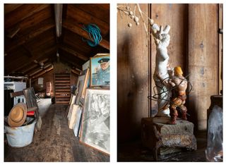 Derek Jarman cottage attic and artwork
