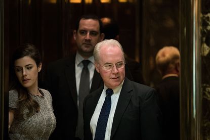 Rep. Tom Price visits Trump Tower for a meeting.
