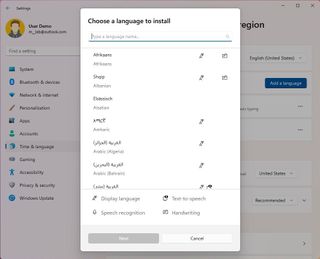 Language & region UI update