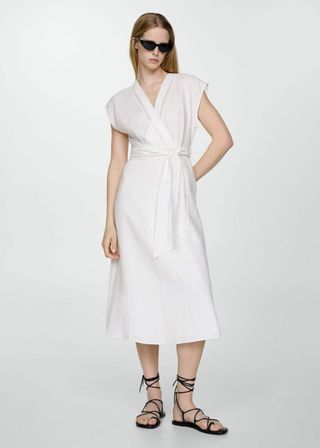 Bow Linen-Blend Dress - Women