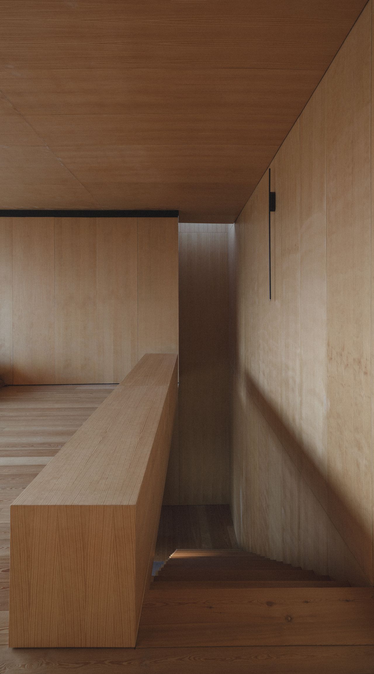 The timber clad internal staircase