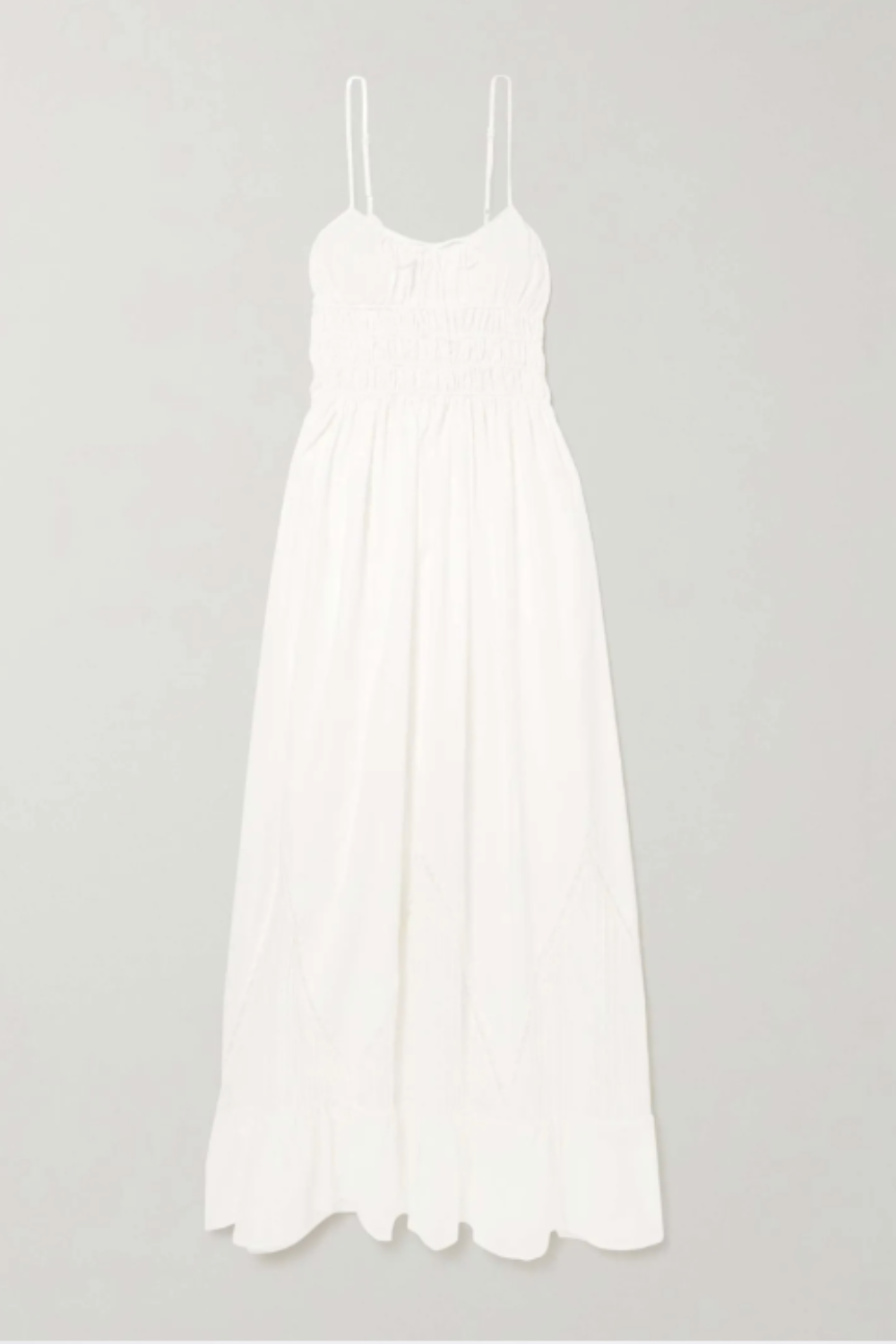 FAITHFULL, Meline Lace-Trimmed Pintucked Shirred Cotton-Voile Maxi Dress