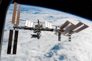 The International Space Station is seen from space shuttle Endeavour.