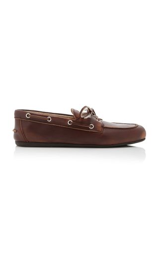 Leather boat shoes with laces