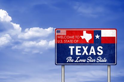 Welcome sign to the US State of Texas in America