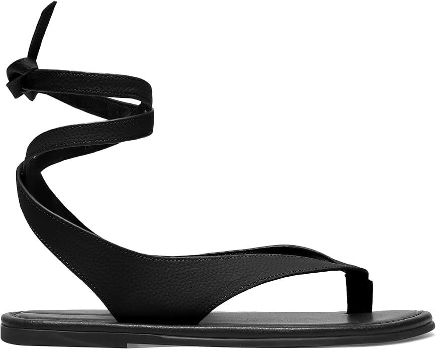 Molozoey, Molozoey Black Ankle Strap Flat Sandals for Women Comfortable Lace Up T-Strap Slip on Flip Flops Flats Ladies Fashion Cute Thong Sandals Summer Soft Flip Flops Sandals