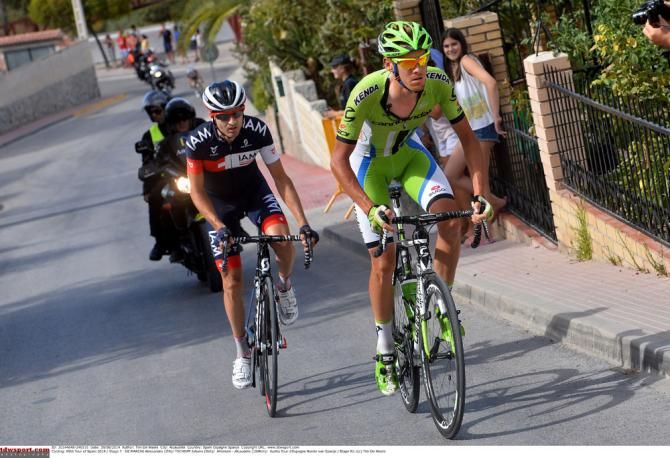 Alessandro De Marchi (Cannondale) leads Johann Tschopp (IAM Cycling)