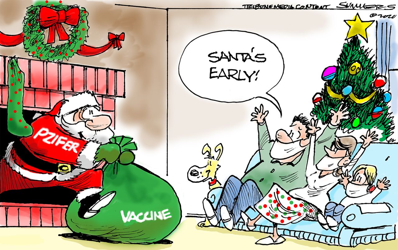 Editorial Cartoon U.S. Christmas COVID vaccine