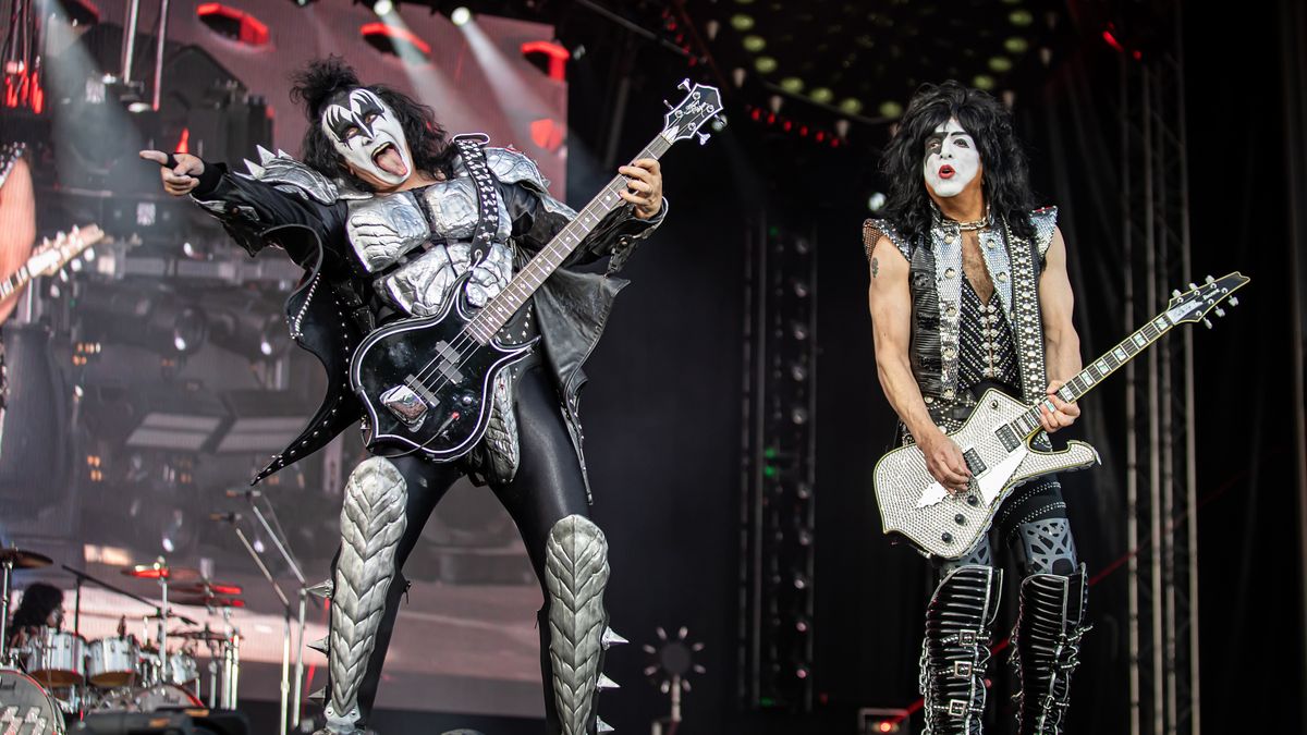 Gene Simmons and Paul Stanley of Kiss on stage at the Tons of Rock festival on June 27, 2019 in Oslo, Norway