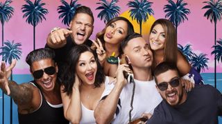 Key art for Jersey Shore: Family Vacation featuring the cast