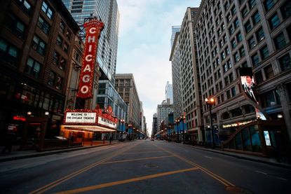 A deserted street in Chicago.