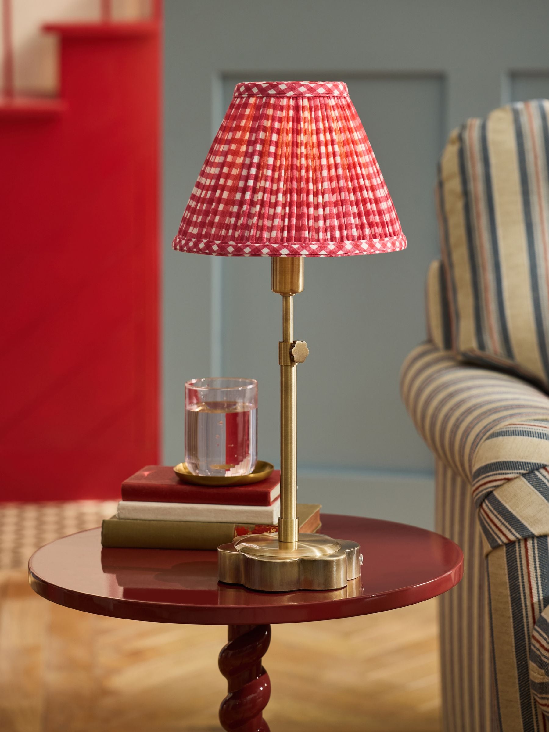 Cath Kidston Red/white Gingham Rechargeable Table Lamp - Size One
