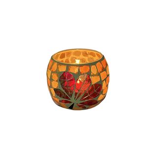 Fall Votive Candle Holder in red and orange mosaic