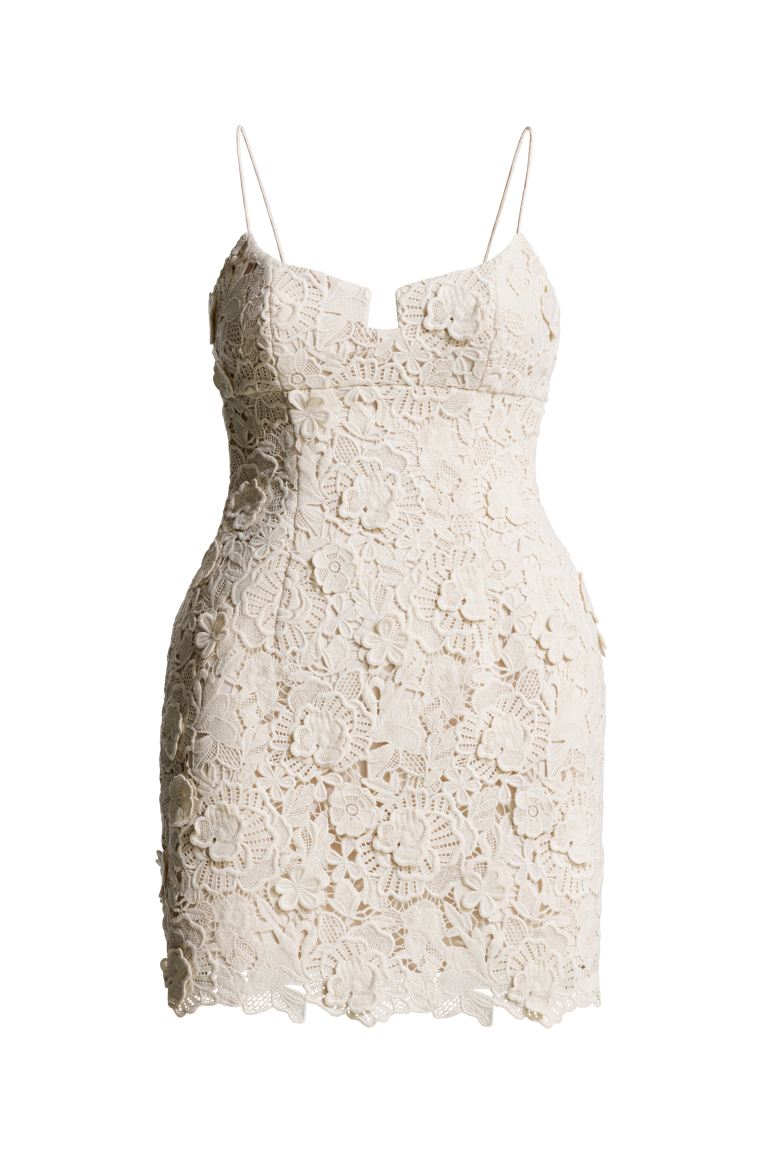 Floral-Appliquéd Hourglass Lace Dress