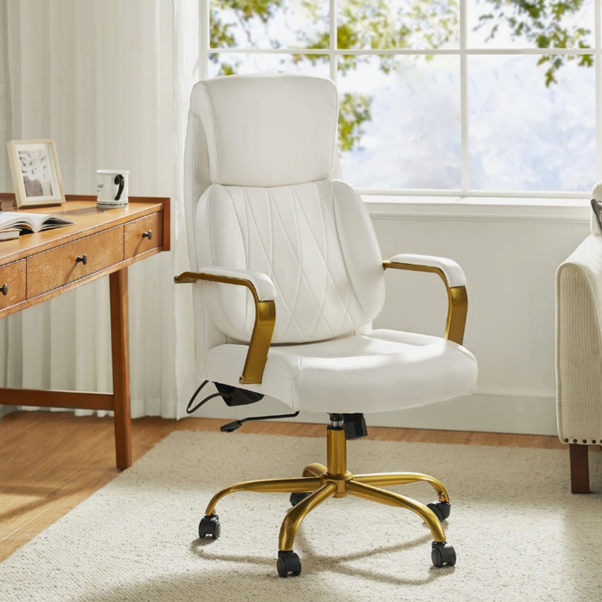 Sofiane 48'' H Modern Ergonomic Tilting Executive Office Chair with Airbag Lumber Support