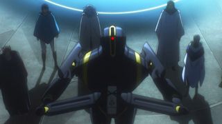 A still from the animated series Star Wars Visions showing a droid