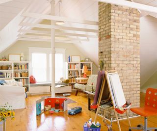 loft conversion play room with central chimney breast