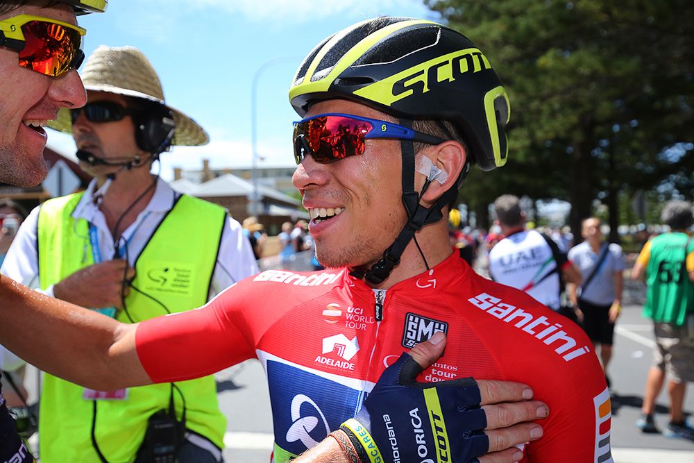Caleb Ewan after winning stage 3 at the Tour Down Under