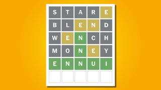 Wordle answer 716 on a yellow background