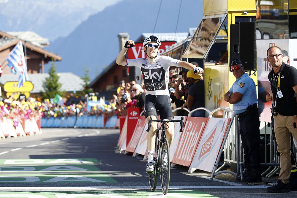 Geraint Thomas (Team Sky) wins stage 11 at the Tour de France and takes yellow