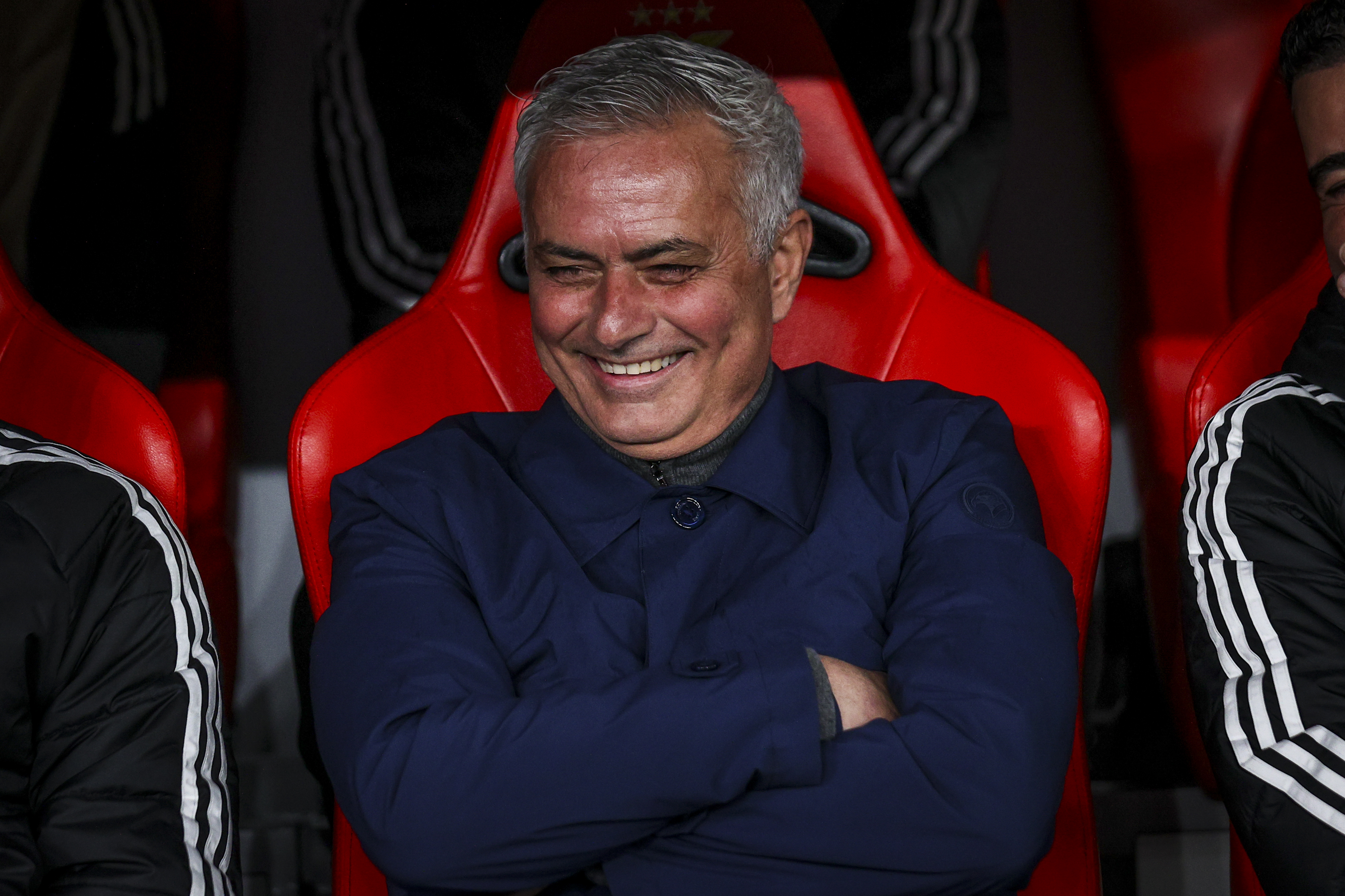 LISBON, PORTUGAL - JANUARY 28: Jose Mourinho Head coach of SL Benfica during the UEFA Champions League 2025/26 League Phase MD8 match between SL Benfica and Real Madrid C.F. at Estadio da Luz on January 28, 2026 in Lisbon, Portugal. (Photo by Carlos Rodrigues/Getty Images)